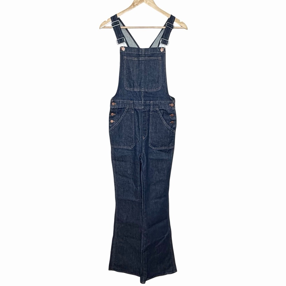 Madewell Flea Market Flare Overalls Womens Size M Dark Denim Bib Cowgirl Y2K